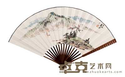 萧平 山水书法 成扇 18×50cm